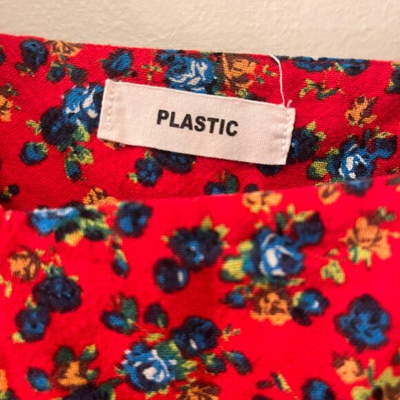 Romantic Cottagecore Red Floral Peplum Blouse | Square Neck Puff Sleeve Small - Picture 4 of 14